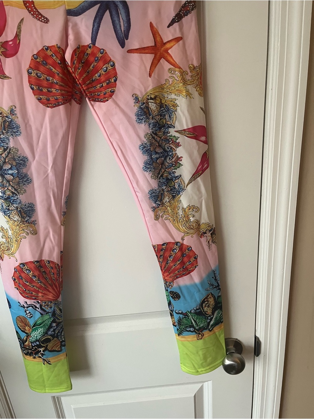 NWOT Women’s Designer Inspired Marine and Starfish Print Leggings Asian Size XL - Picture 4 of 9